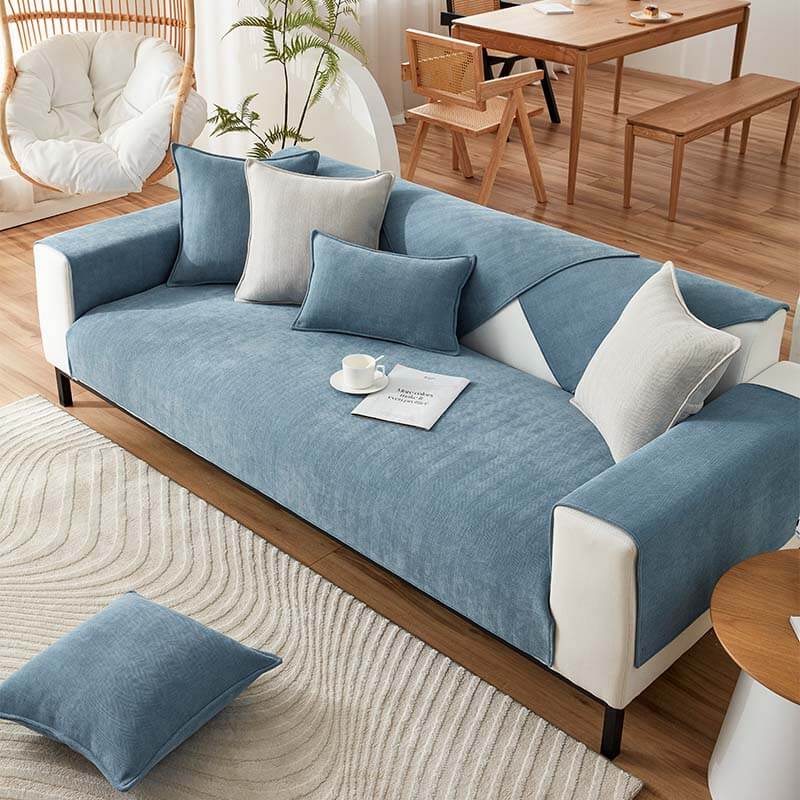 Sofa cover waterproof herringbone chenille fabric