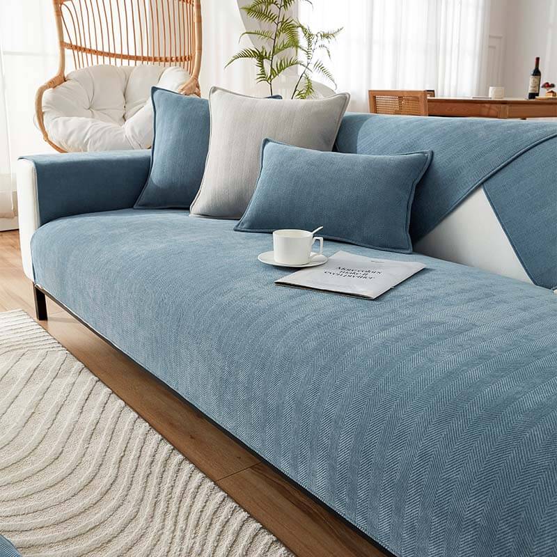 Sofa cover waterproof herringbone chenille fabric