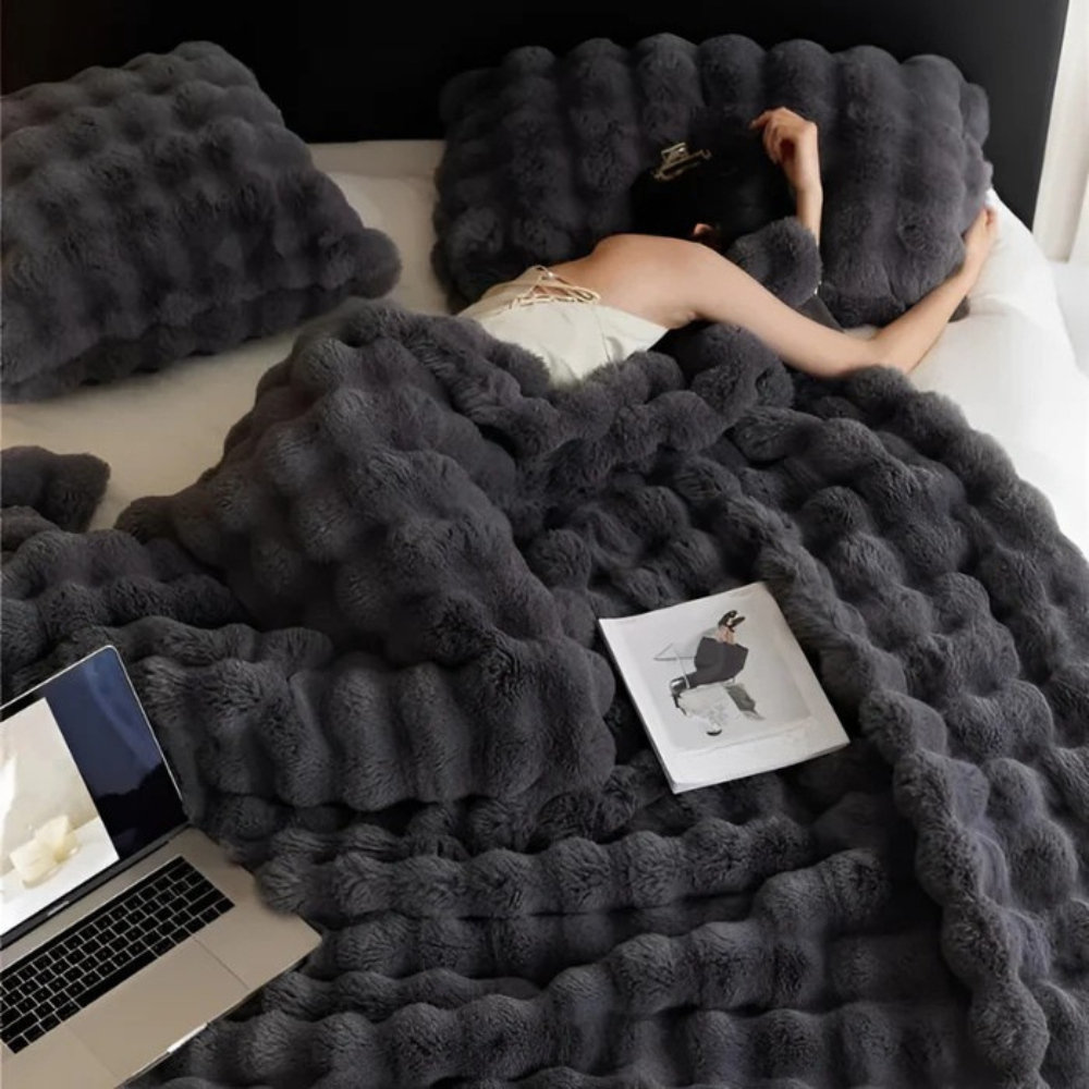 フェイクファー フリース スローブランケット