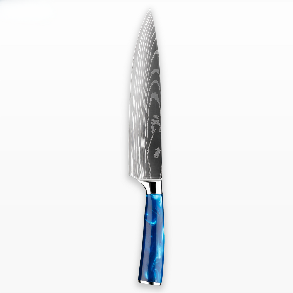 Køkkensæt med knive Blåt håndtag i harpiksdesign