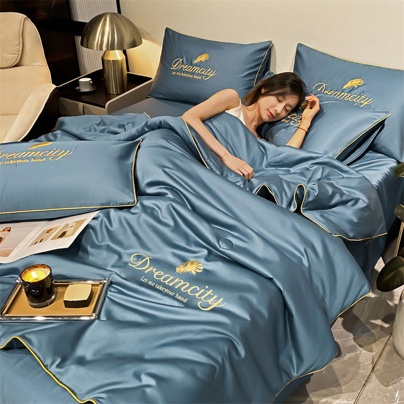 寝具セット ブルーシルク クーリング 夏用キルト