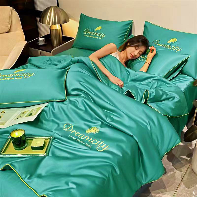 寝具セット ブルーシルク クーリング 夏用キルト