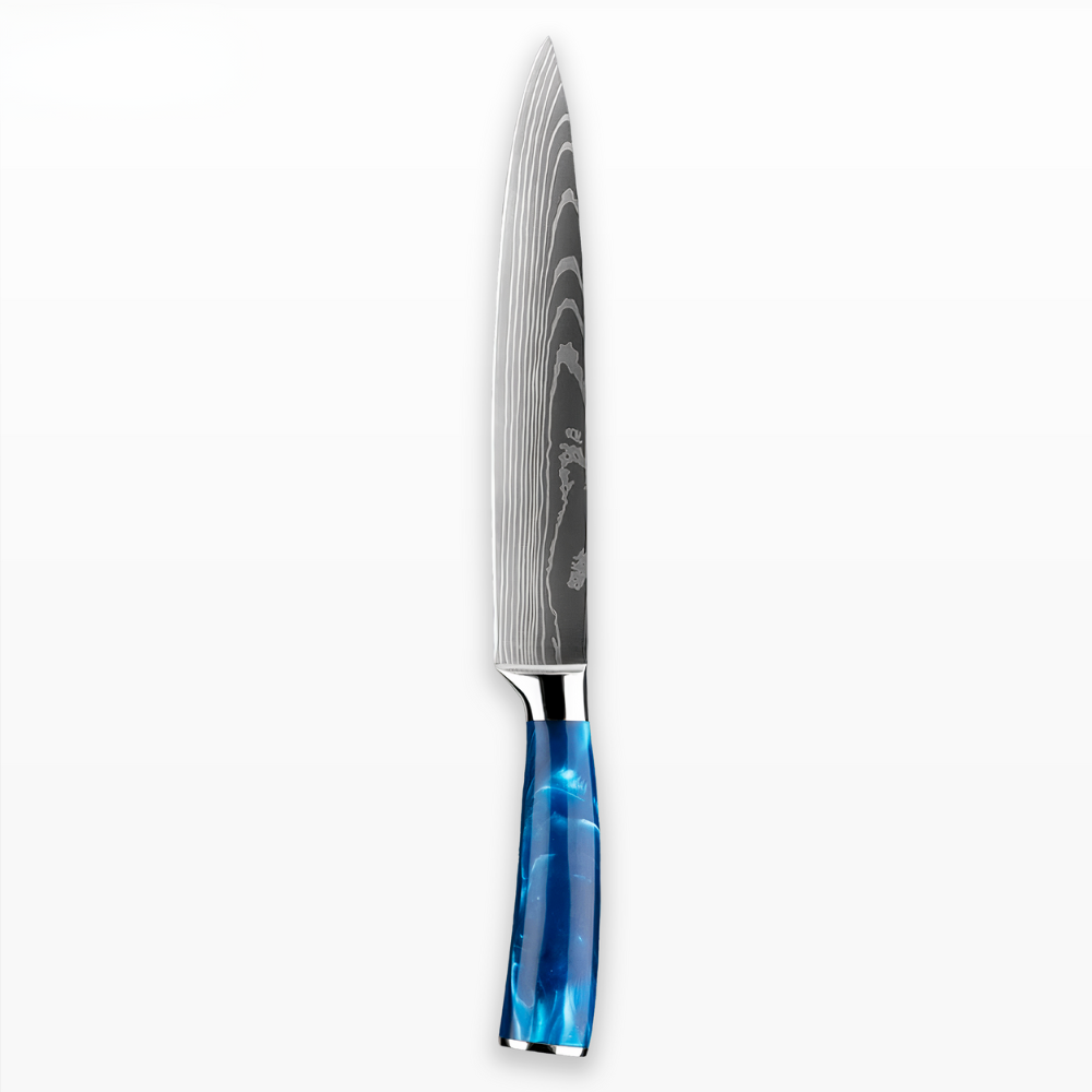 Køkkensæt med knive Blåt håndtag i harpiksdesign