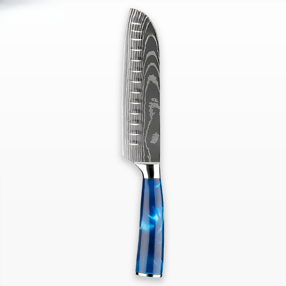 Køkkensæt med knive Blåt håndtag i harpiksdesign