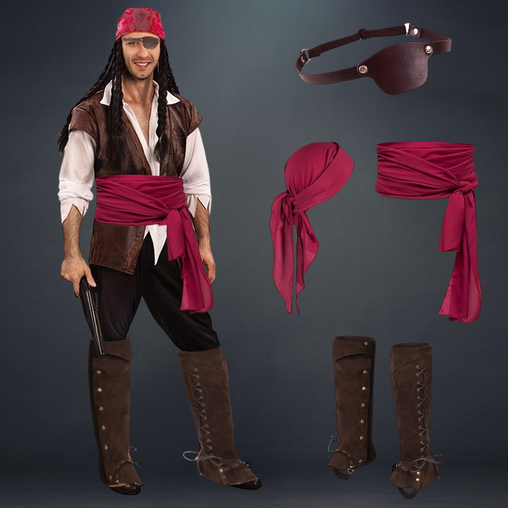 Halloween Male Pirate Outfit Costume Set