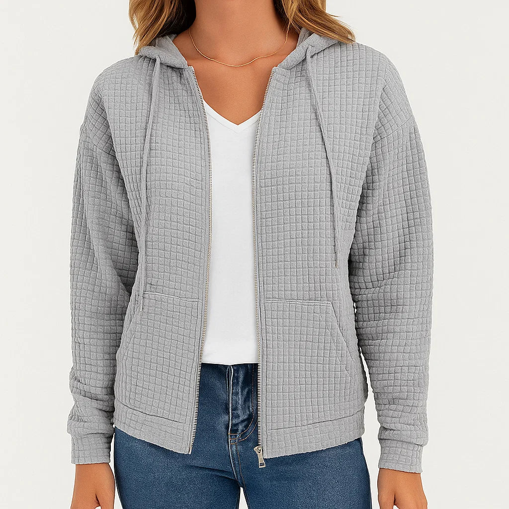 Dámská mikina s žebrovaným zipem | Ležérní oversized mikina s kapucí