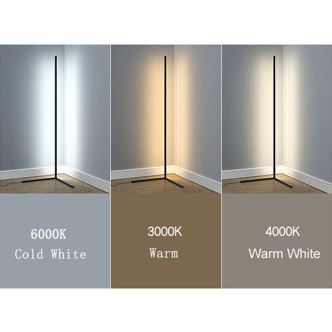 Moderní LED hliníková rohová stojací lampa