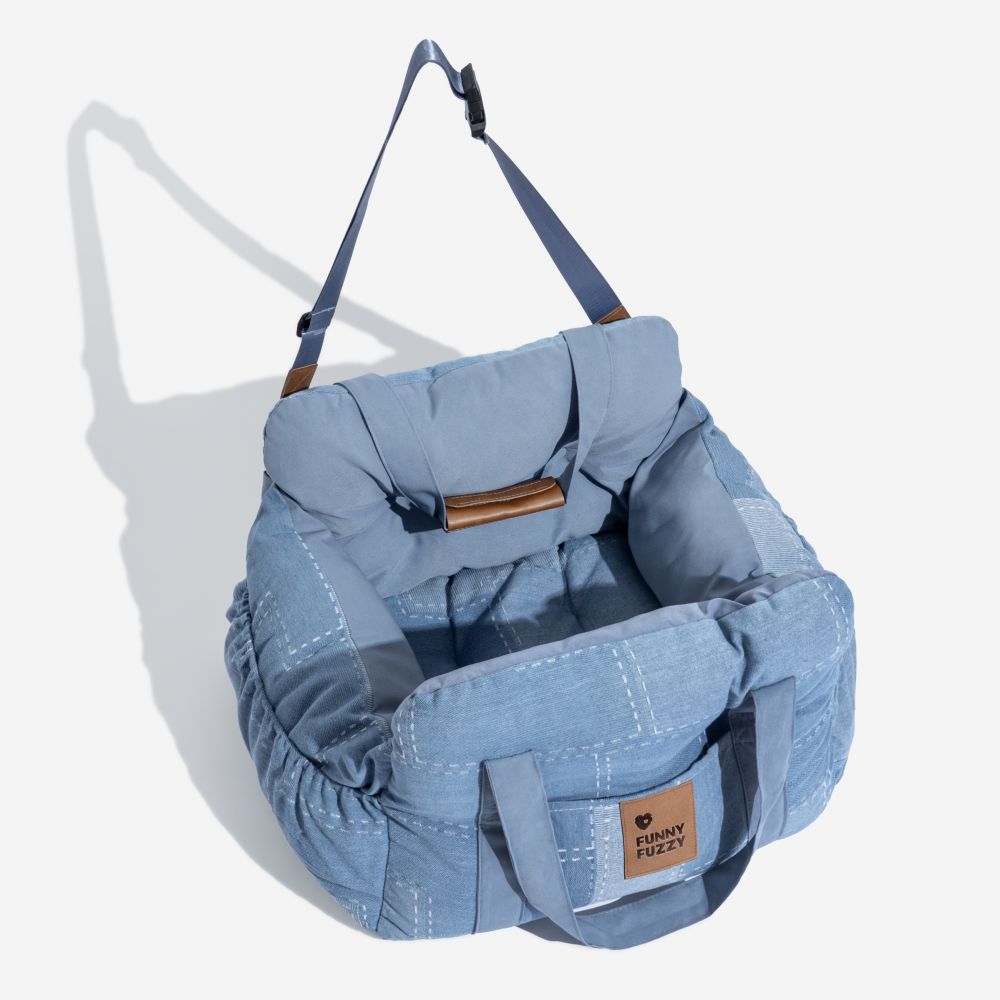 Dog Car Seat with Safety Strap and Cushion