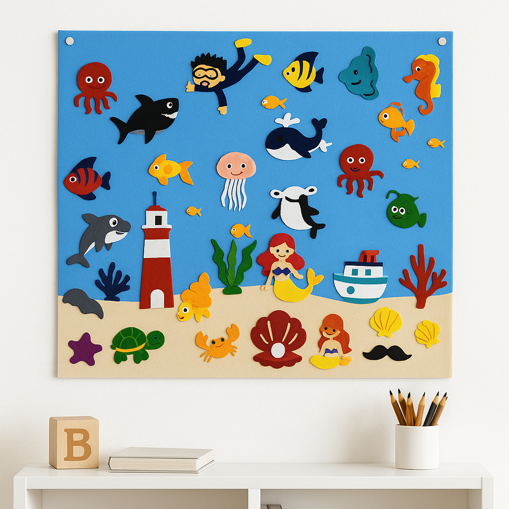 Lavagna in Feltro per Decorazione Murale Gioco Educativo Zoo