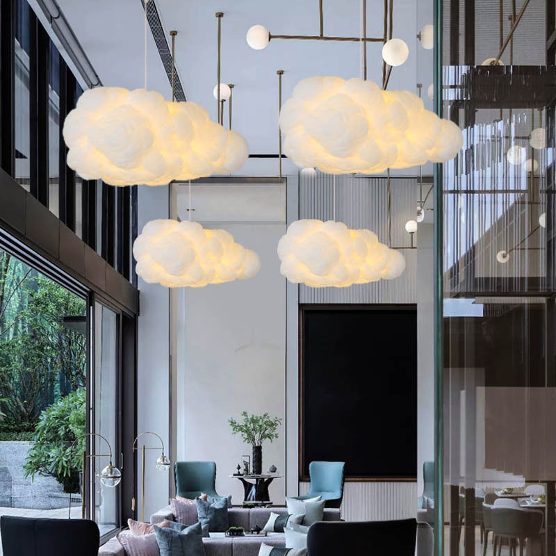 Aura Lumineuse : Suspension Plafonnier Blanche Moderne pour Chambre avec Double Abat-jour pour une Illumination Élégante