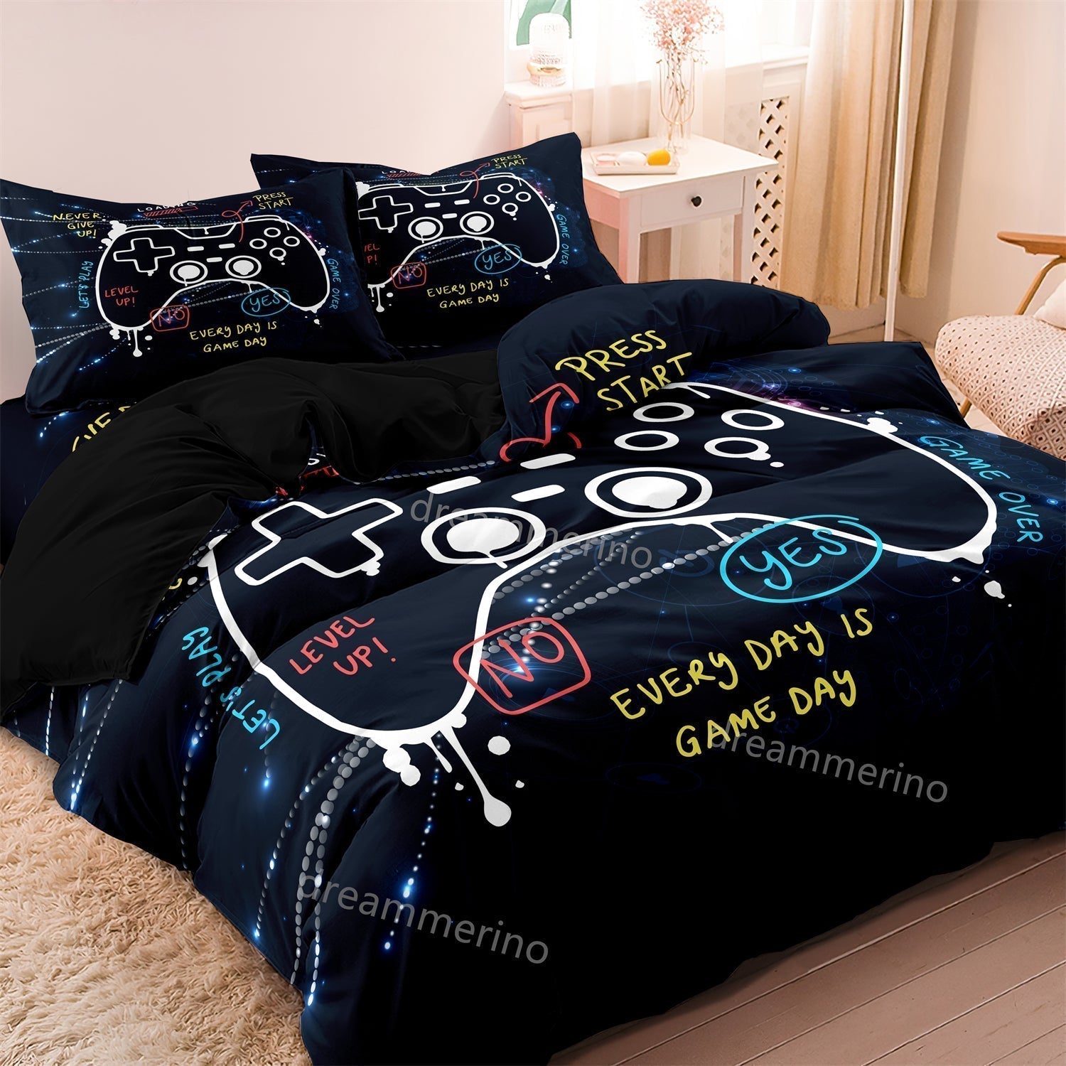 Børne gaming sengetøjssæt med controllerdesign