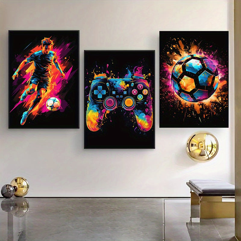 Set di quadri astratti con stampe di calcio da gioco