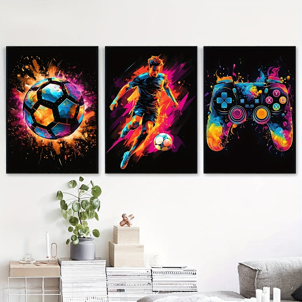 Set di quadri astratti con stampe di calcio da gioco