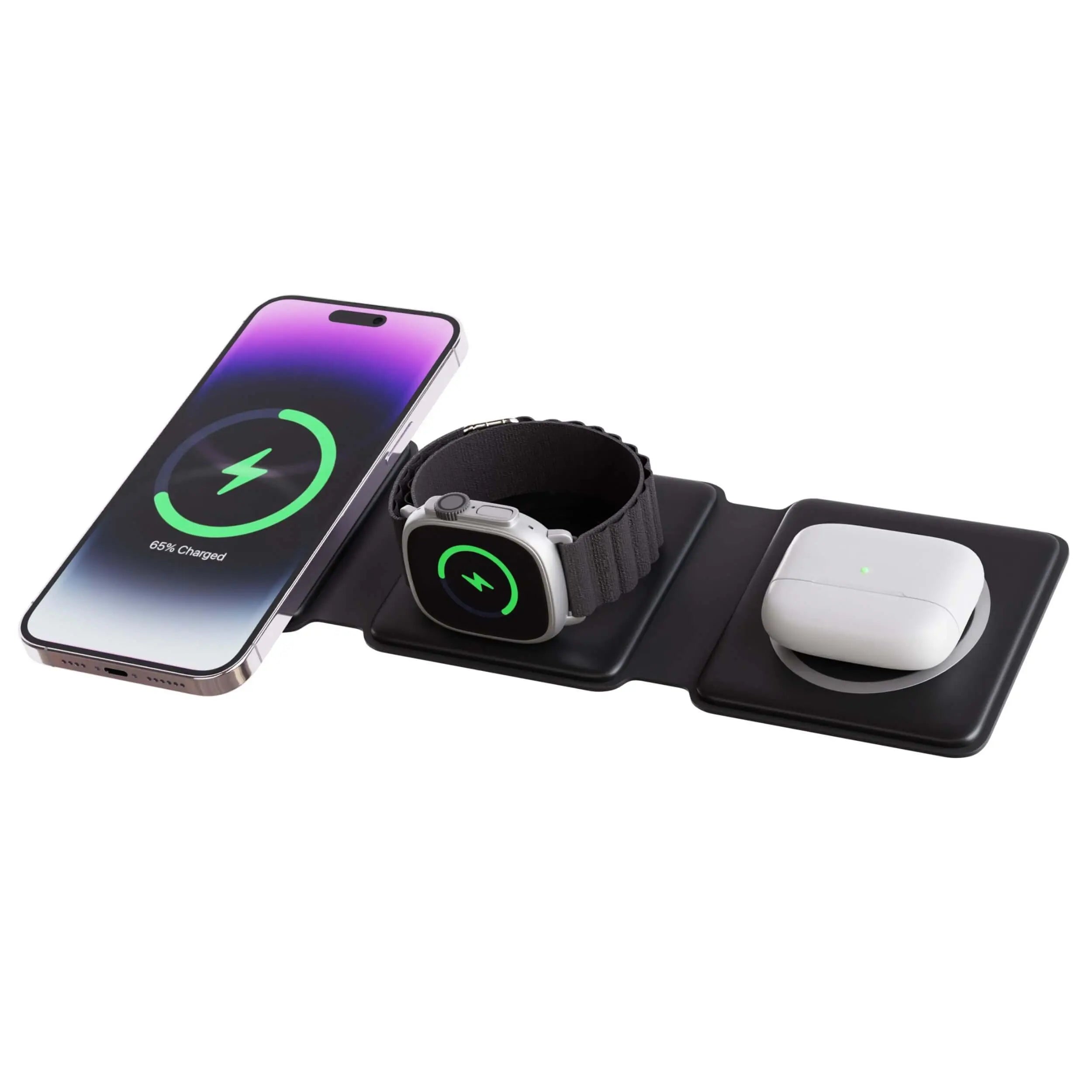 Trådløs opladningsplade foldbar rejse dock