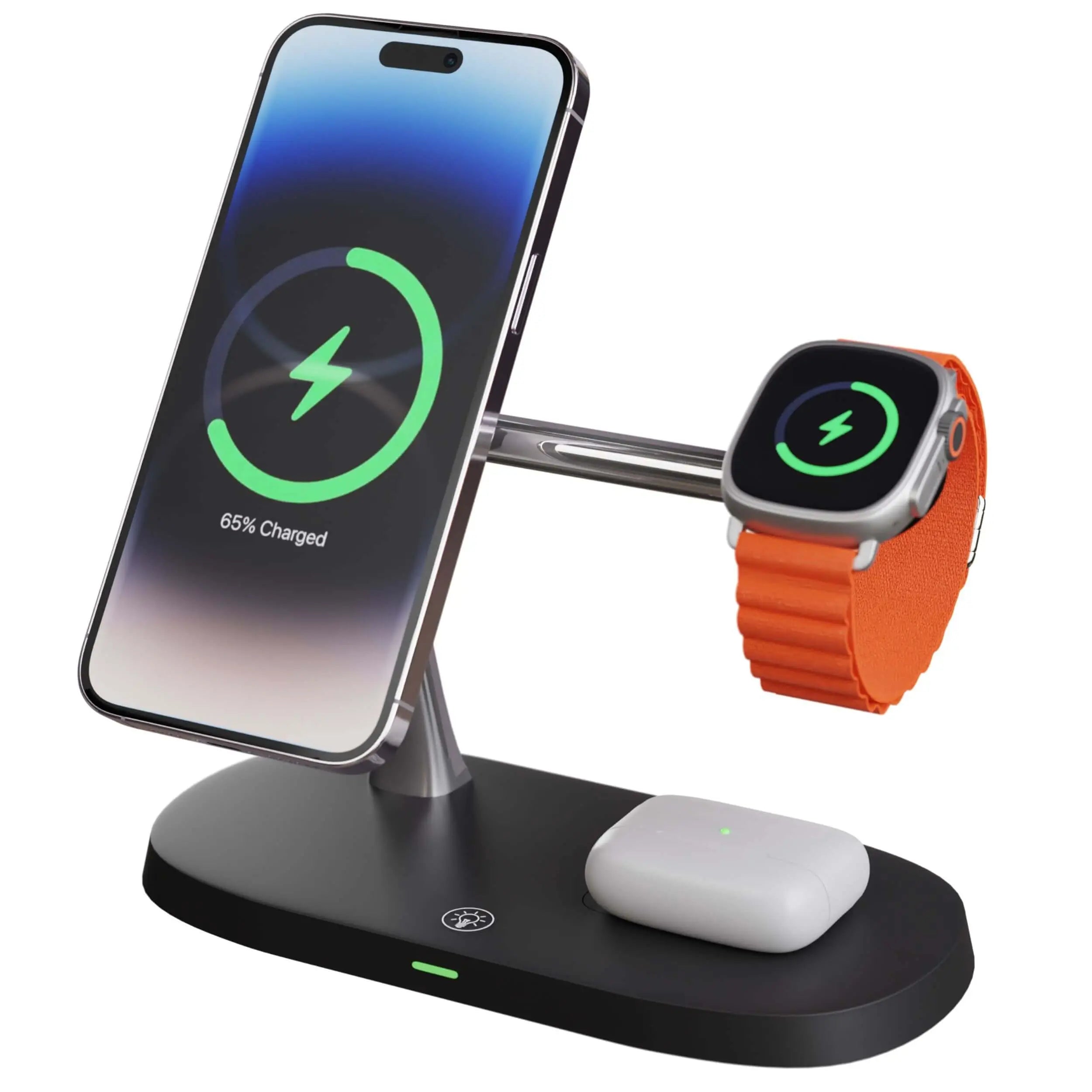 Trådløs opladningsstation med magnetisk stander