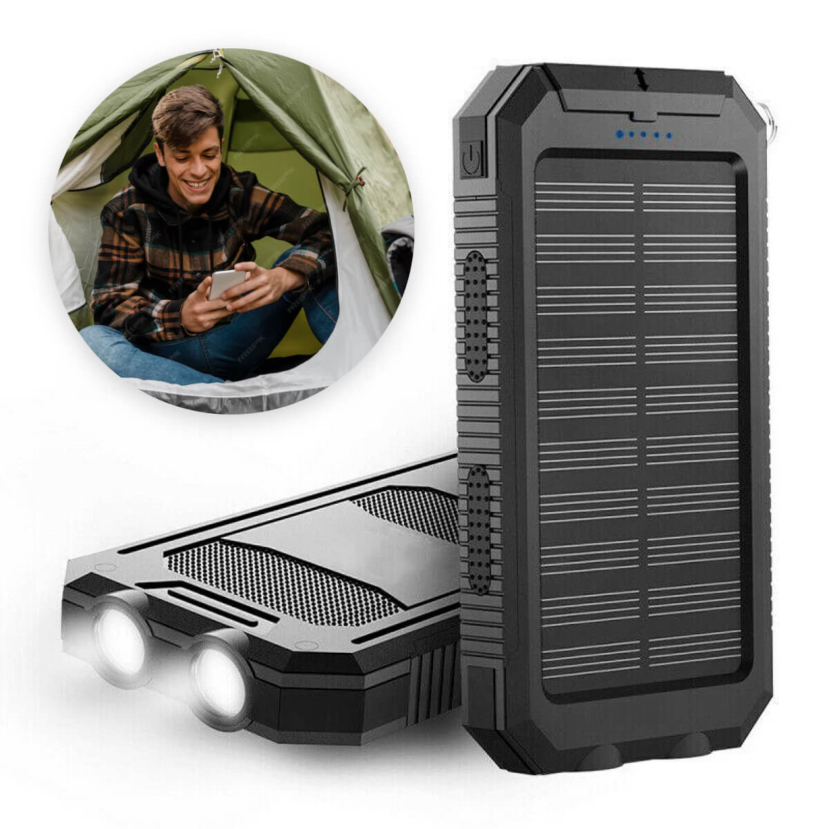 Solar Power Bank Waterproof Dual USB Charger