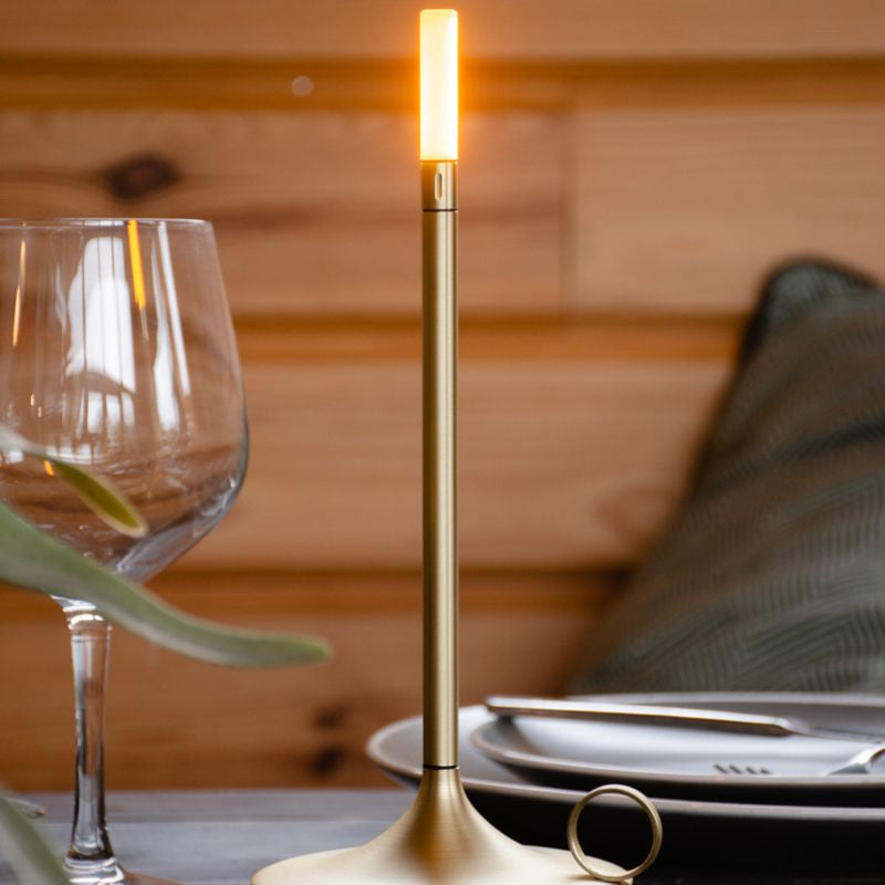 Stolní lampa mosazný povrch LED dobíjecí světlo