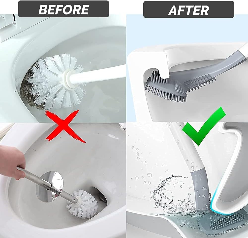 Toiletbørste med silikonehoved og holder