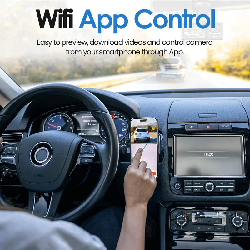 Dash Cam tredobbelt linse bilkamera natvision