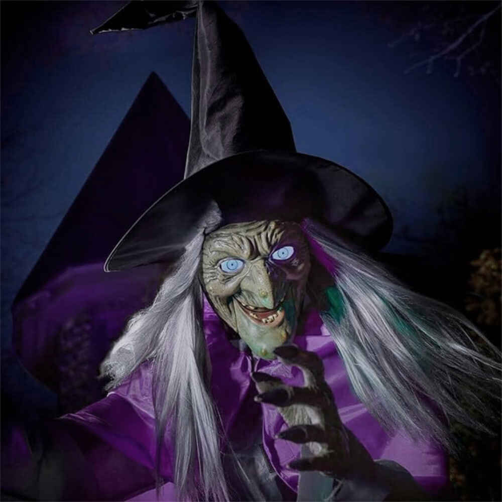 6-Foot Flying Witch Halloween Yard Decoration – Scary Outdoor Prop with Floating Effect, Easy Setup - Image 3