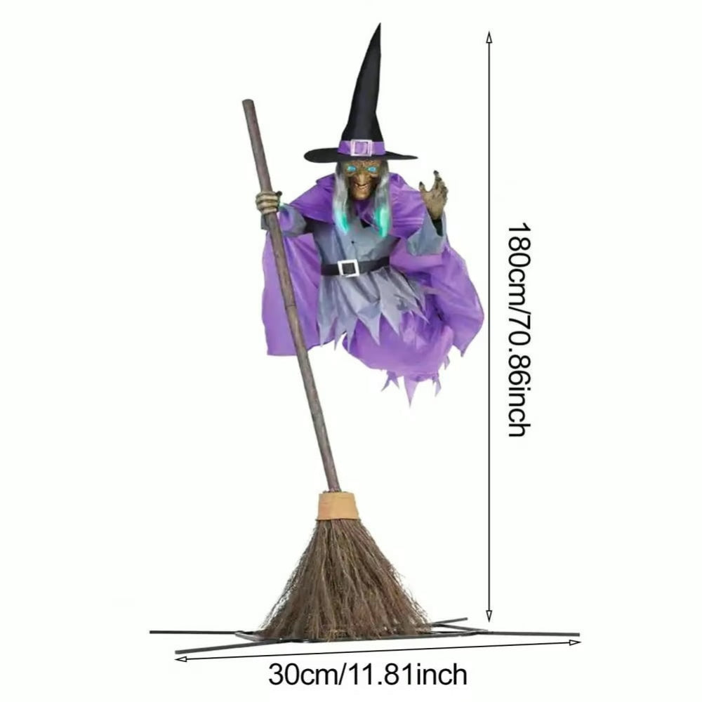 6-Foot Flying Witch Halloween Yard Decoration – Scary Outdoor Prop with Floating Effect, Easy Setup - Image 6