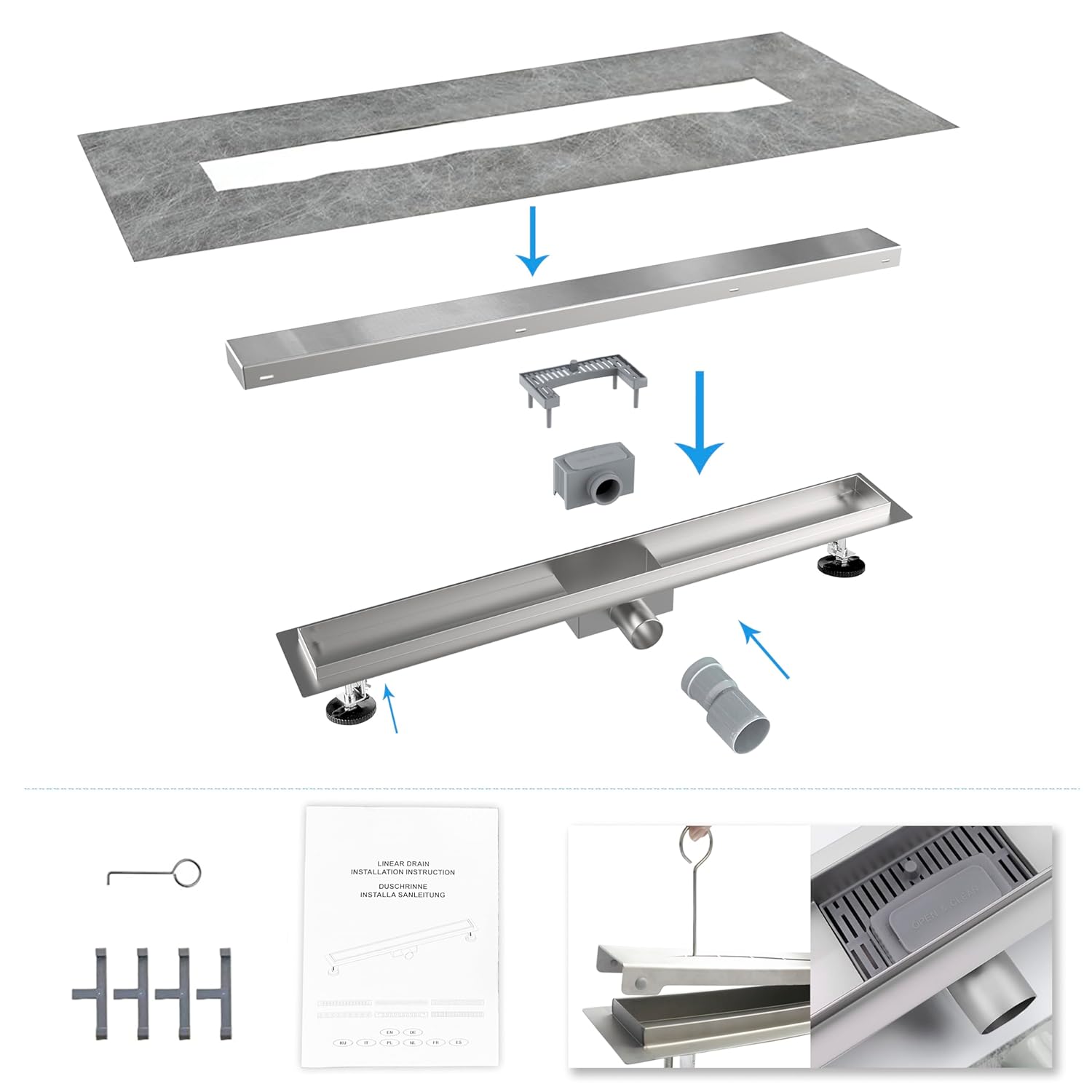 Shower Drain Stainless Steel Linear Channel