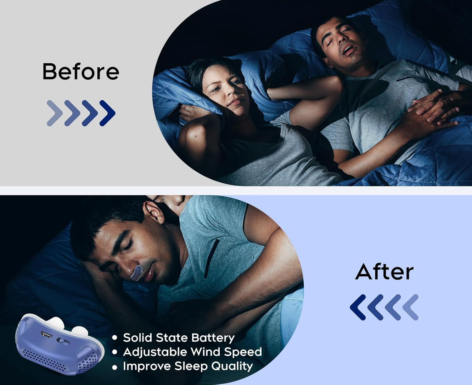 Dobíjecí nosní pomůcka proti chrápání CPAP
