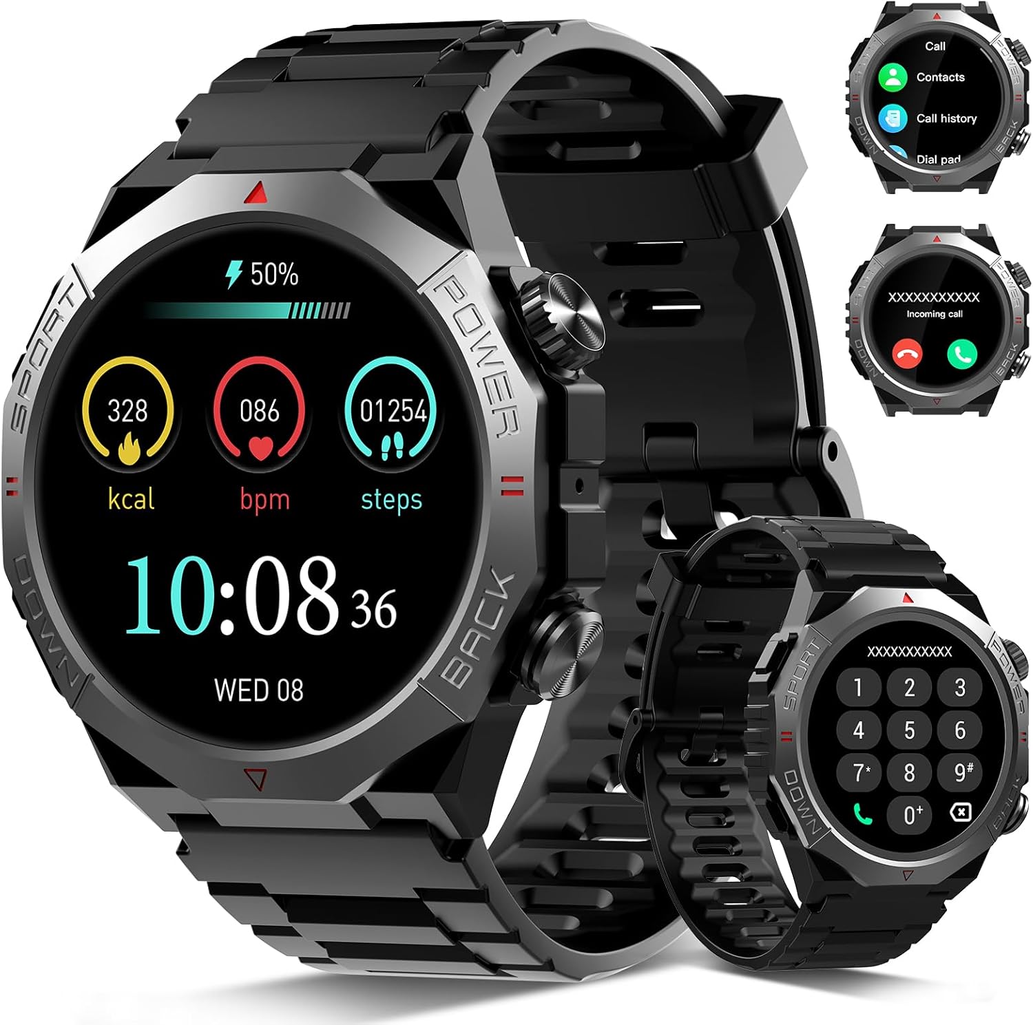 Smart Watch Rugged Fitness Tracker Bluetooth