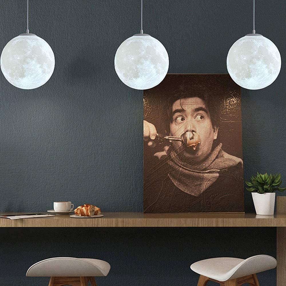 3D Moon Pendant Light | Touch Control LED Lamp for Bedroom