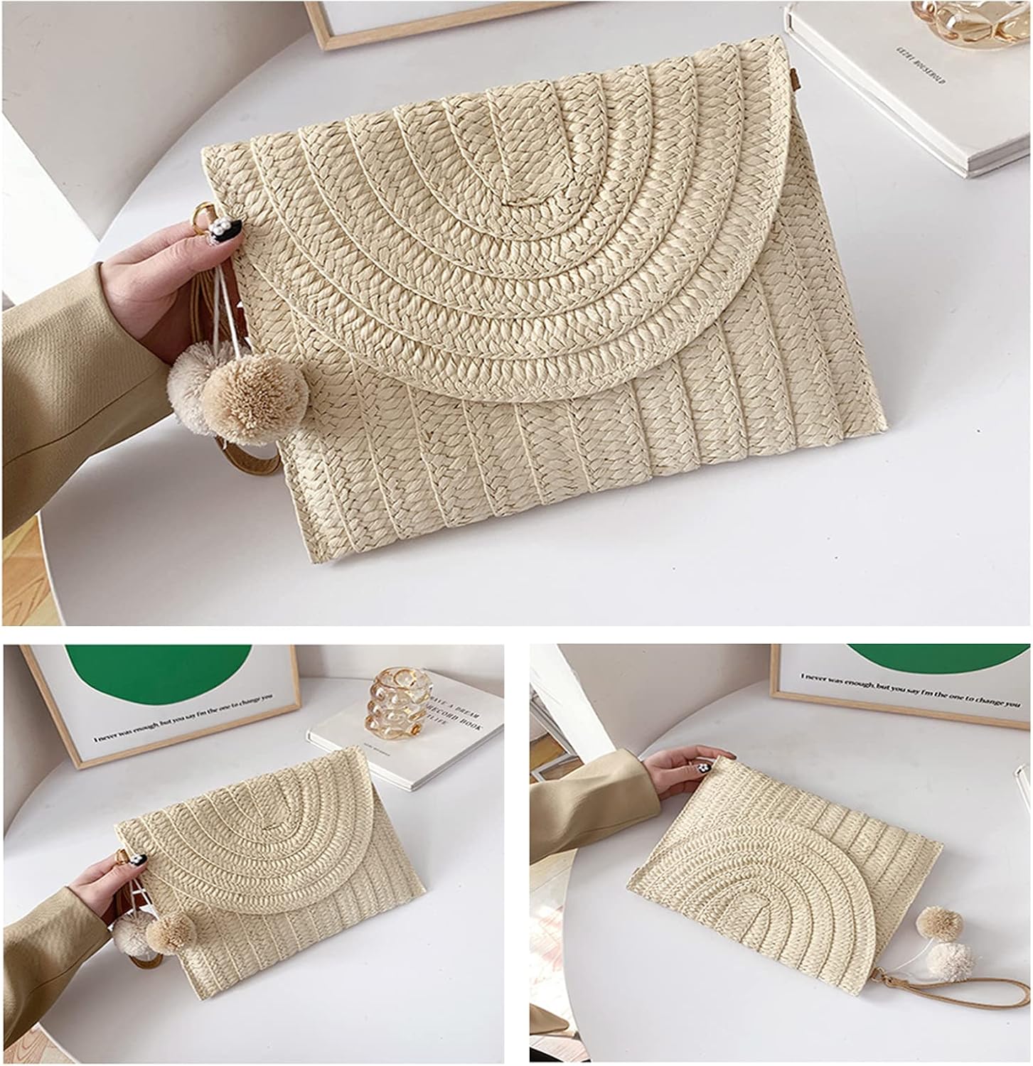 Strå Crossbody Taske Sommer Vævet Skuldertaske