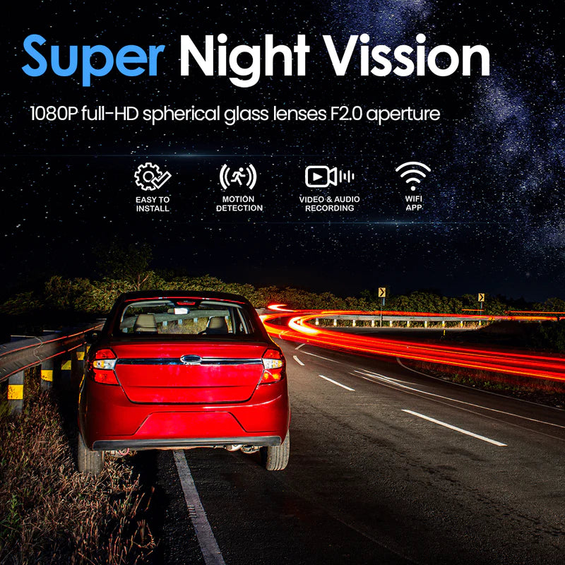 Dash Cam tredobbelt linse bilkamera natvision