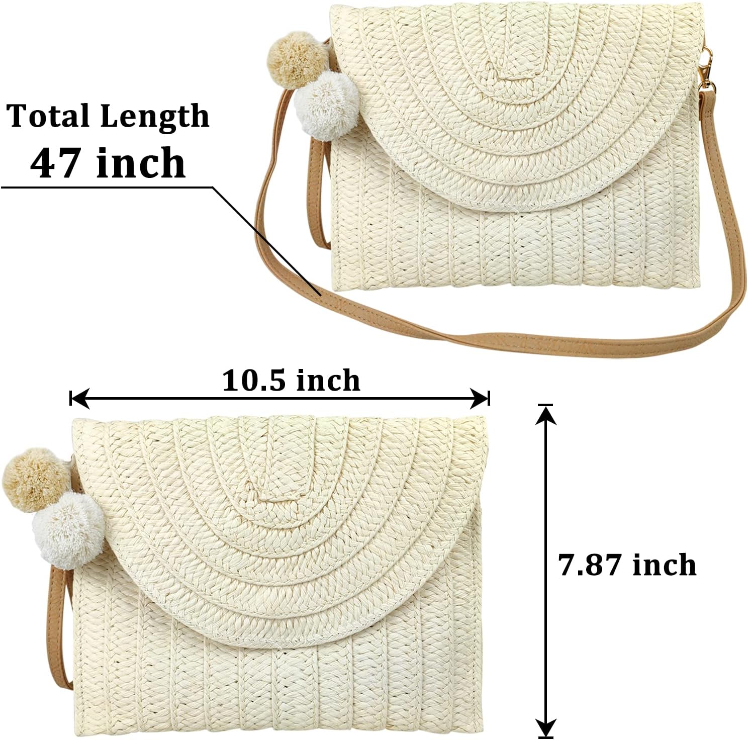 Strå Crossbody Taske Sommer Vævet Skuldertaske