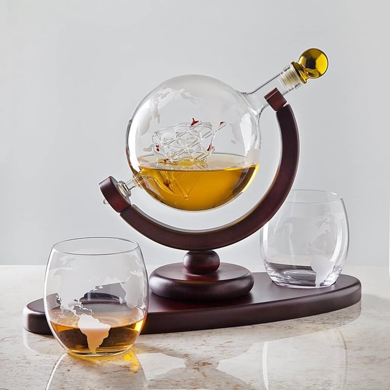 Whiskey karaffelsæt med globusglas