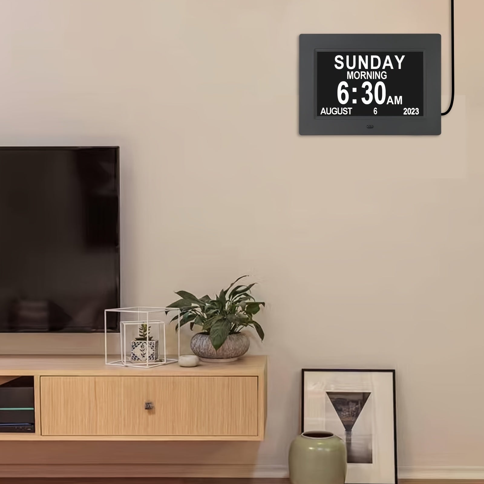 Digitalt vægur kalender alarm display ramme
