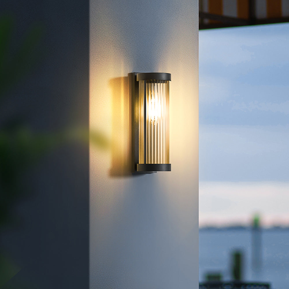 Outdoor Glass Wall Light Modern Metal Design