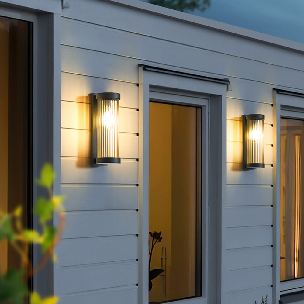 Outdoor Glass Wall Light Modern Metal Design