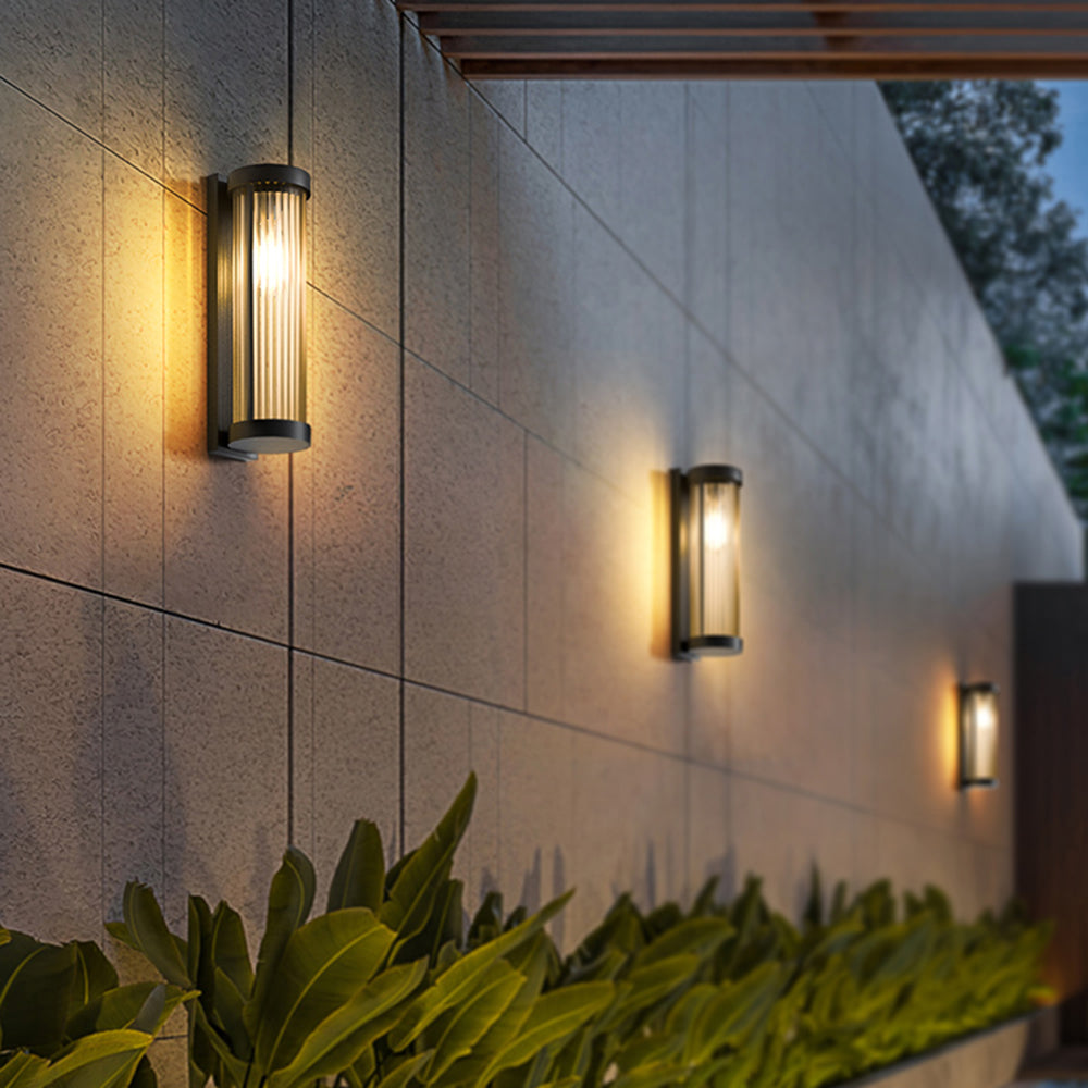 Outdoor Glass Wall Light Modern Metal Design