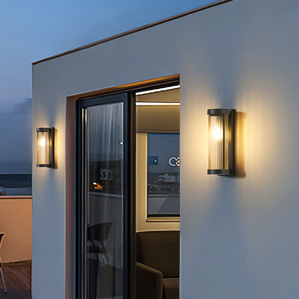 Outdoor Glass Wall Light Modern Metal Design