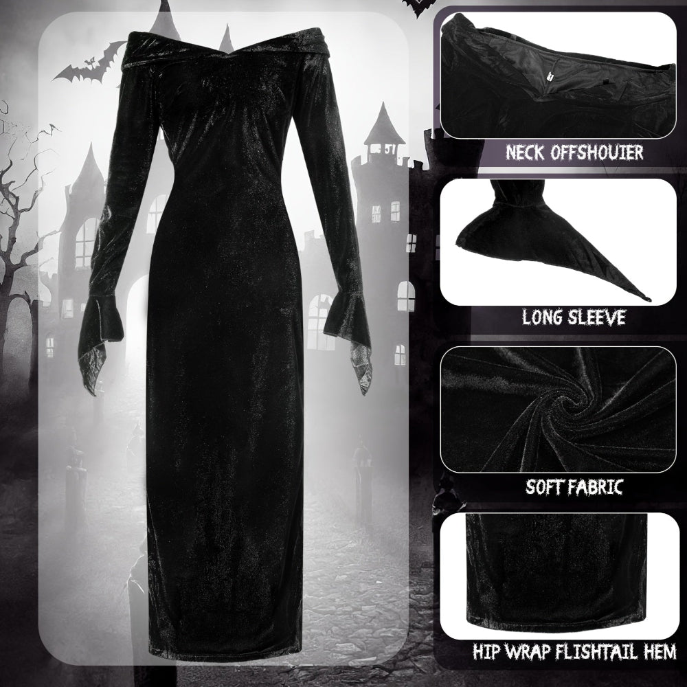 Disfraces de la Familia Addams Conjunto Gótico para Parejas Halloween
