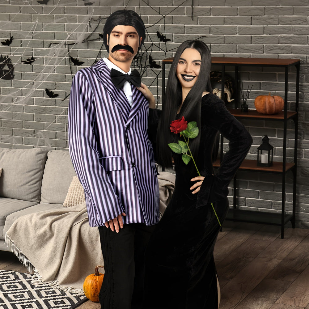 Disfraces de la Familia Addams Conjunto Gótico para Parejas Halloween