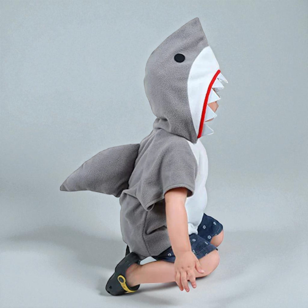 Costume per Bambino Baby Shark di Halloween con Felpa con Cappuccio in Pile