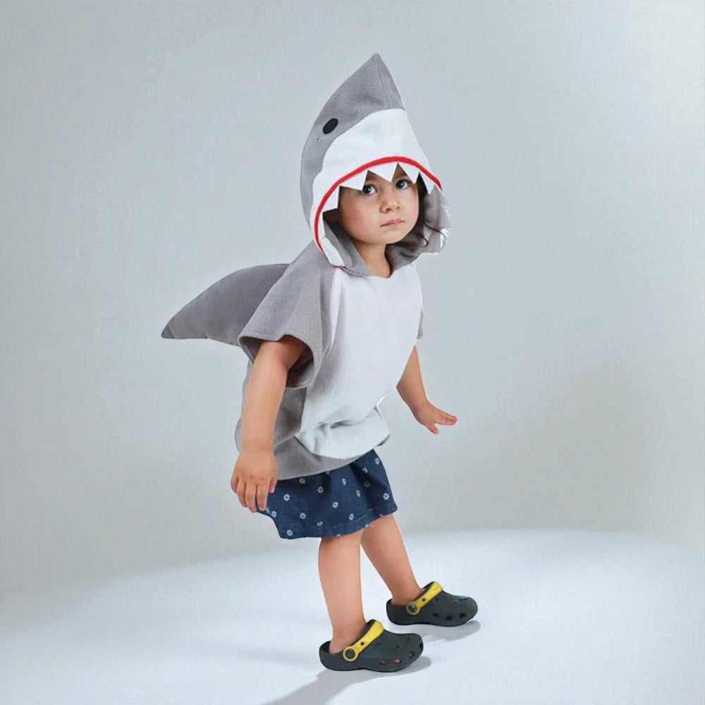 Costume per Bambino Baby Shark di Halloween con Felpa con Cappuccio in Pile