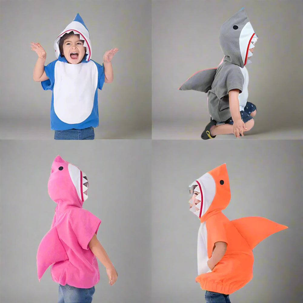 Costume per Bambino Baby Shark di Halloween con Felpa con Cappuccio in Pile