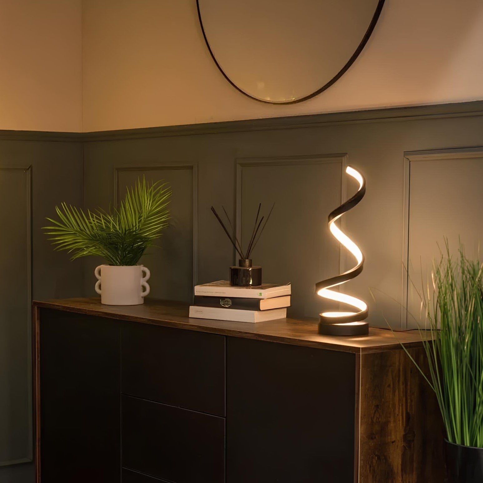 LED bordlampe moderne spiraldesign