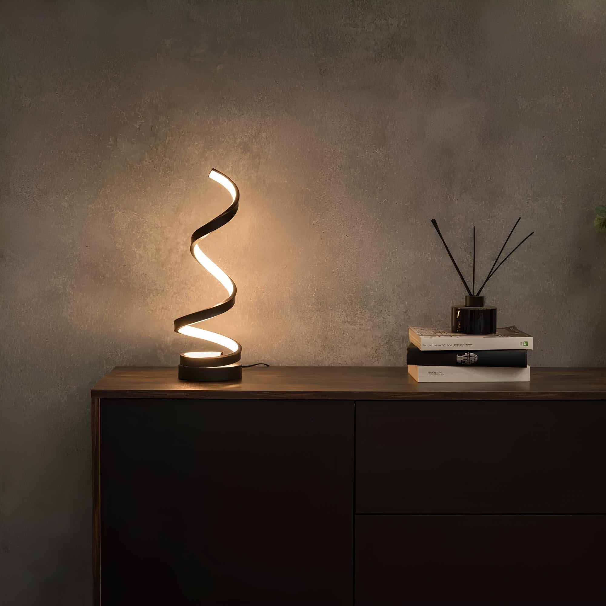 LED bordlampe moderne spiraldesign