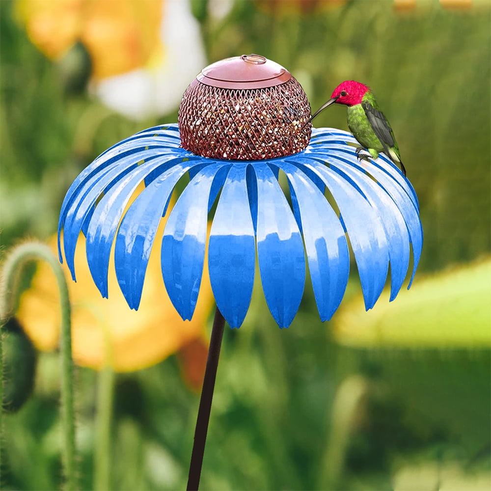 鳥の餌台 金属製の花の庭の装飾品