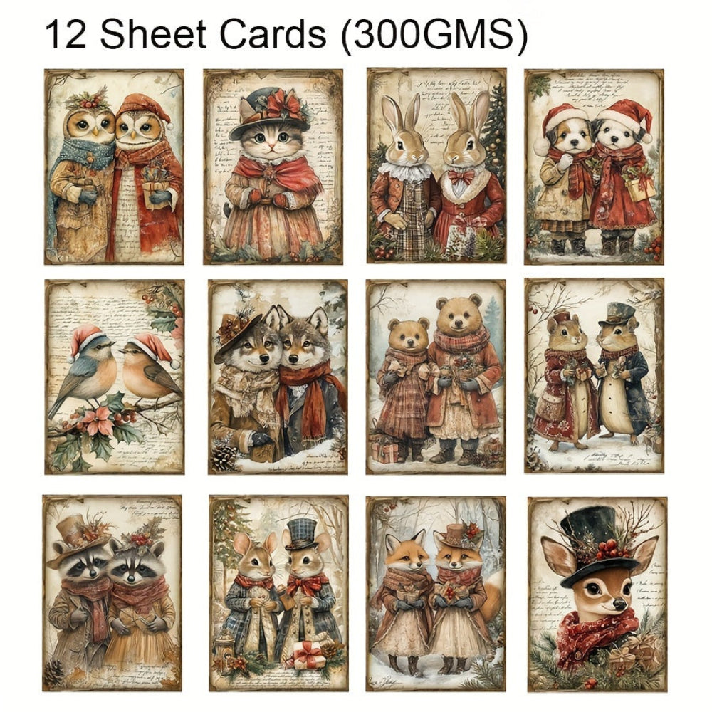 Christmas Cards Vintage Christmas Animal Art Prints Scrapbooking