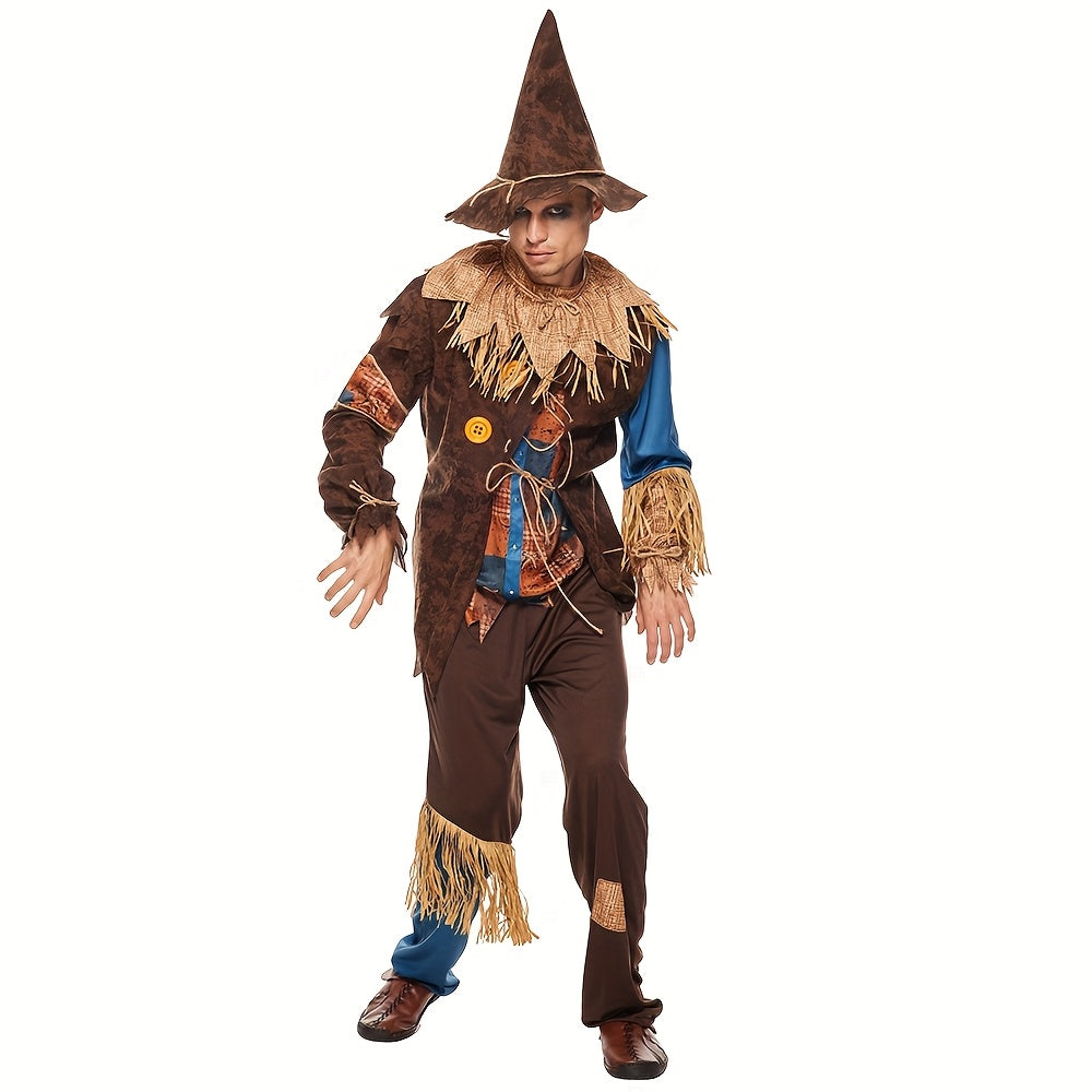 Disfraz de Halloween Sombrero de Paja de Espantapájaros Traje de Poliéster