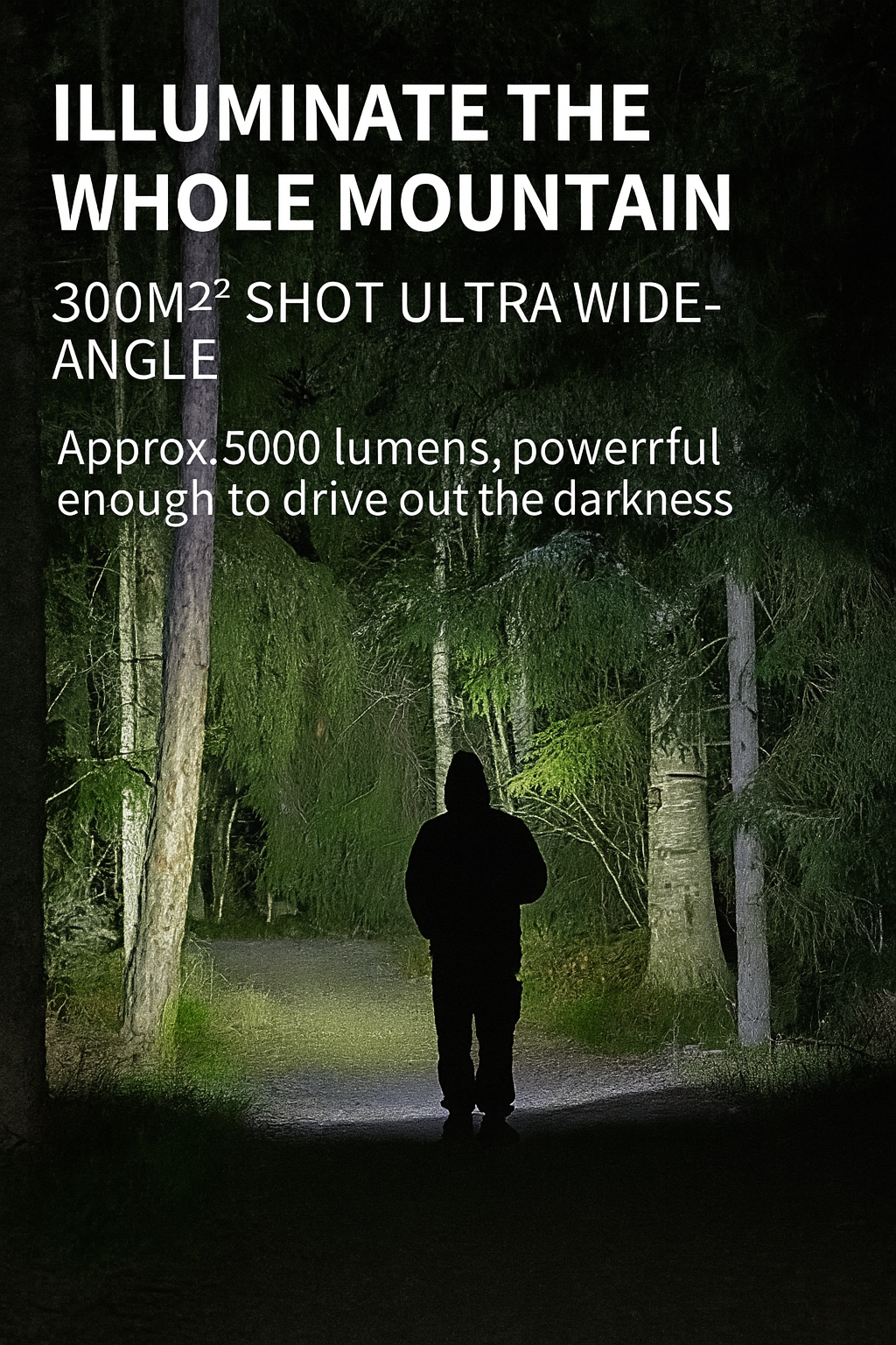 LED-lommelygte med zoombar stråle og powerbank
