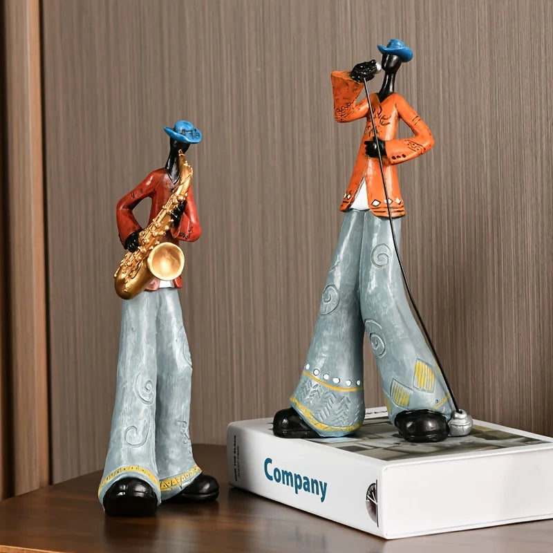 Scultura in resina di musicista jazz per arte da parete